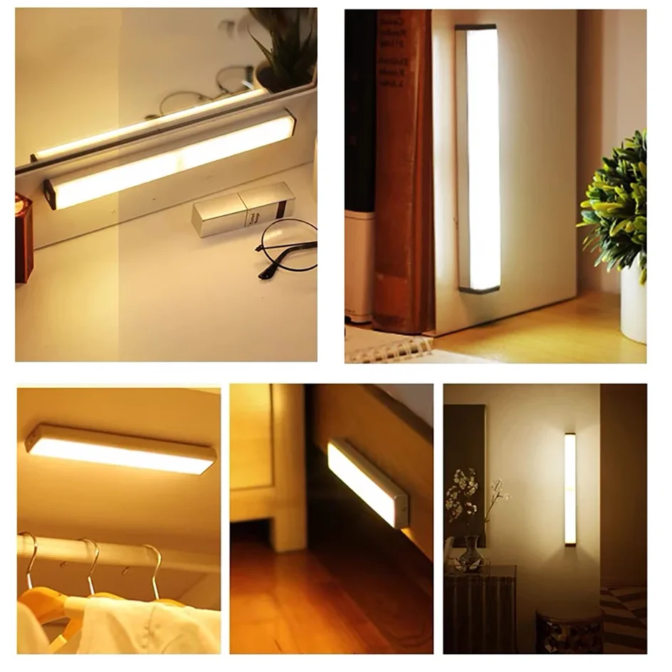 Cabinet Light USB Rechargeable Motion Sensor LED Bar Light Induction Night Light Portable Kitchen Bedside Wardrobe Closet Aisle