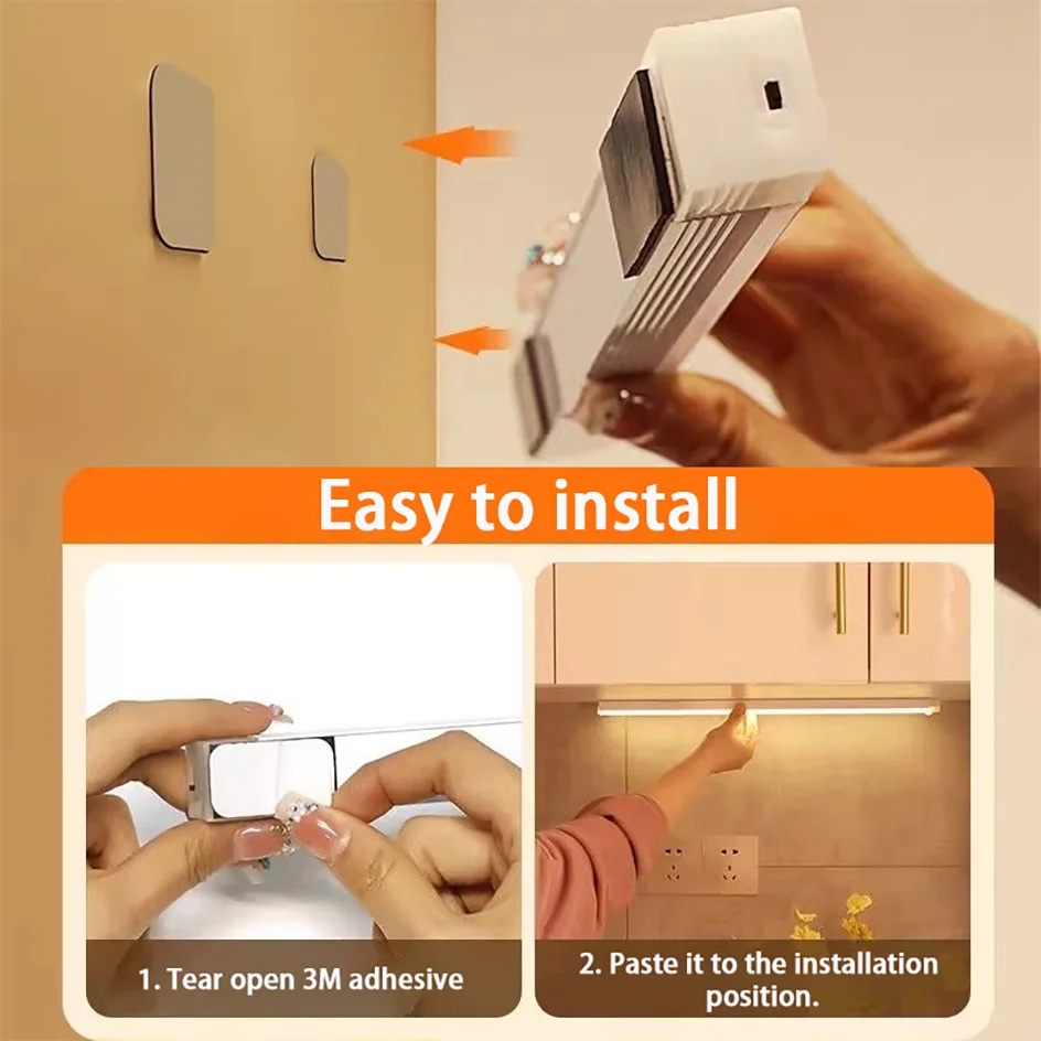 Cabinet Light USB Rechargeable Motion Sensor LED Bar Light Induction Night Light Portable Kitchen Bedside Wardrobe Closet Aisle