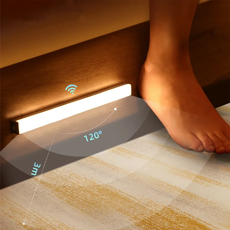 Cabinet Light USB Rechargeable Motion Sensor LED Bar Light Induction Night Light Portable Kitchen Bedside Wardrobe Closet Aisle