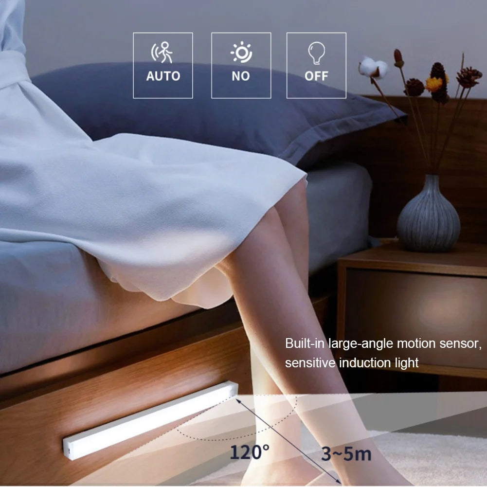 Cabinet Light USB Rechargeable Motion Sensor LED Bar Light Induction Night Light Portable Kitchen Bedside Wardrobe Closet Aisle