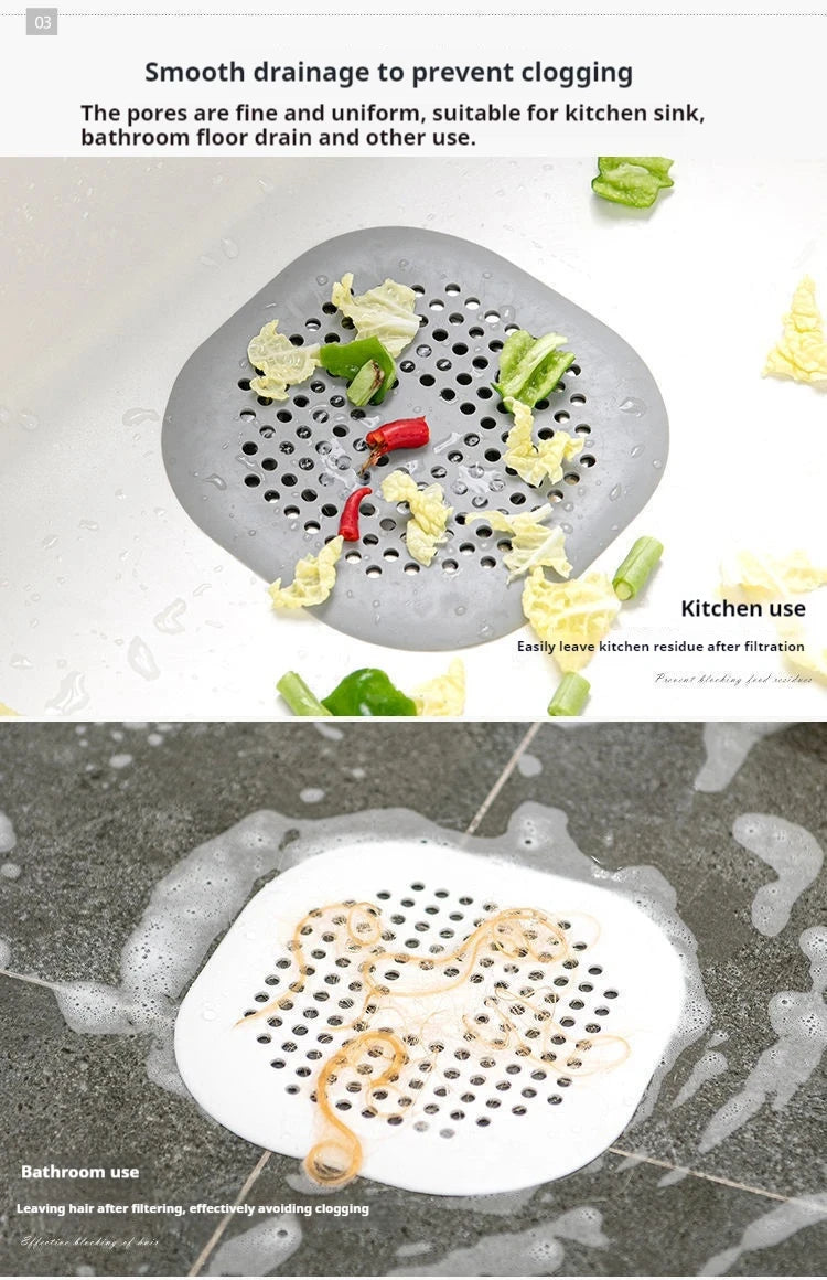 Sewer with Suction Cup, Floor Drain Mat, Kitchen, Bathroom, Anti Clogging Hair Filter