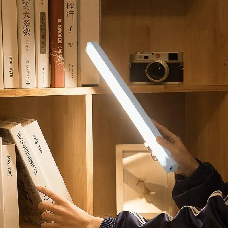 Motion Sensor Wireless LED Night Light USB Rechargeable Long Strip Bar Lamp for Kitchen Cabinet Aisle Tube Bedside Detector Bulb
